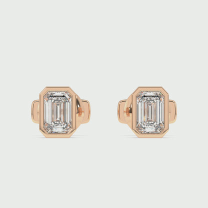 Classic Manhattan Emerald Diamond Bezel Studs