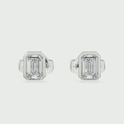 Classic Manhattan Emerald Diamond Bezel Studs