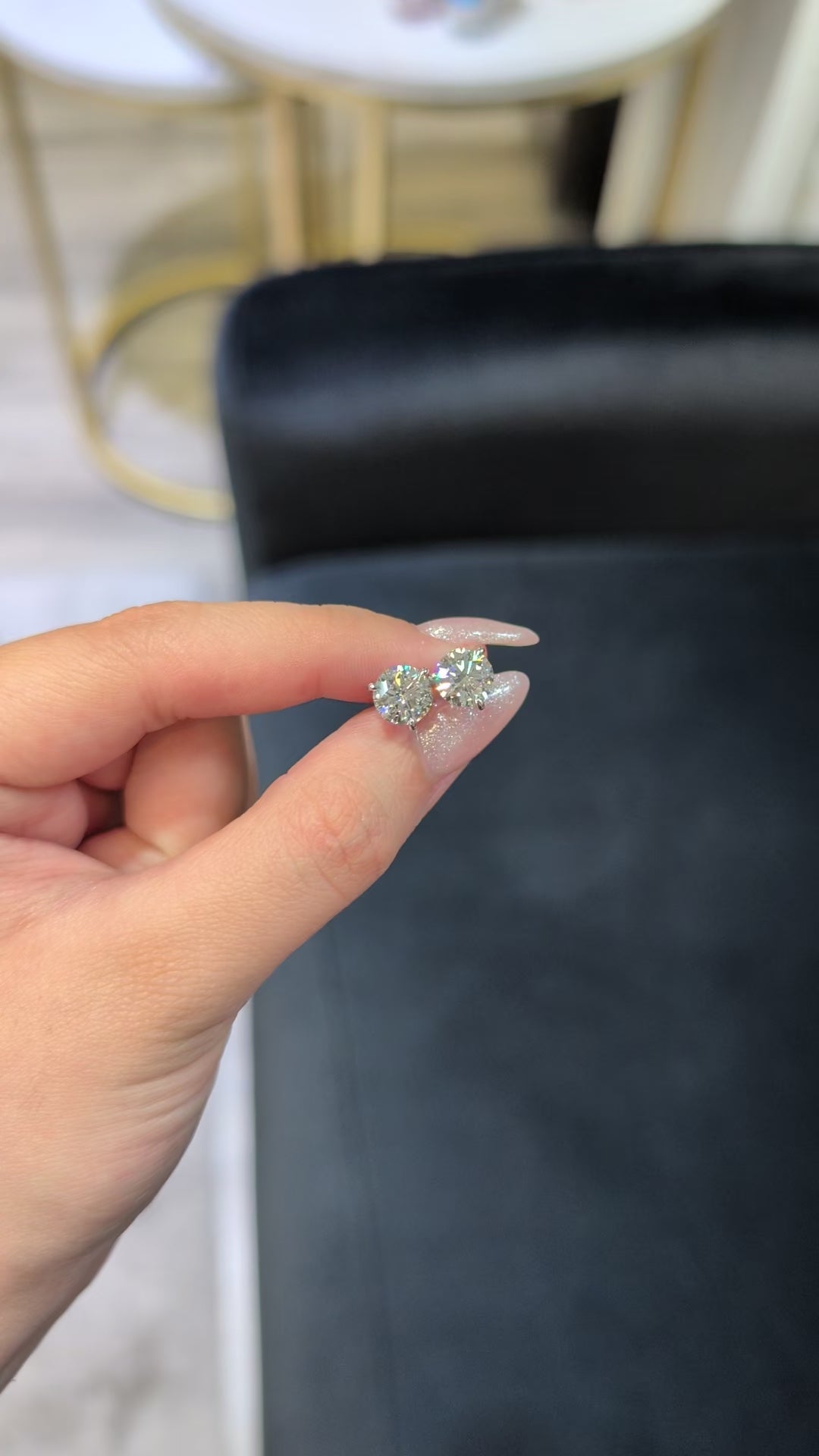 2.70 ct tw Round Lab-Grown Diamond Stud Earrings, 18K White Gold - Florence 3-Prong Martini, Guardian-back