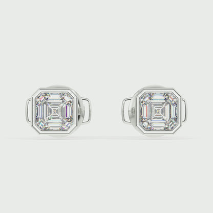 Classic Manhattan Asscher Diamond Bezel Studs