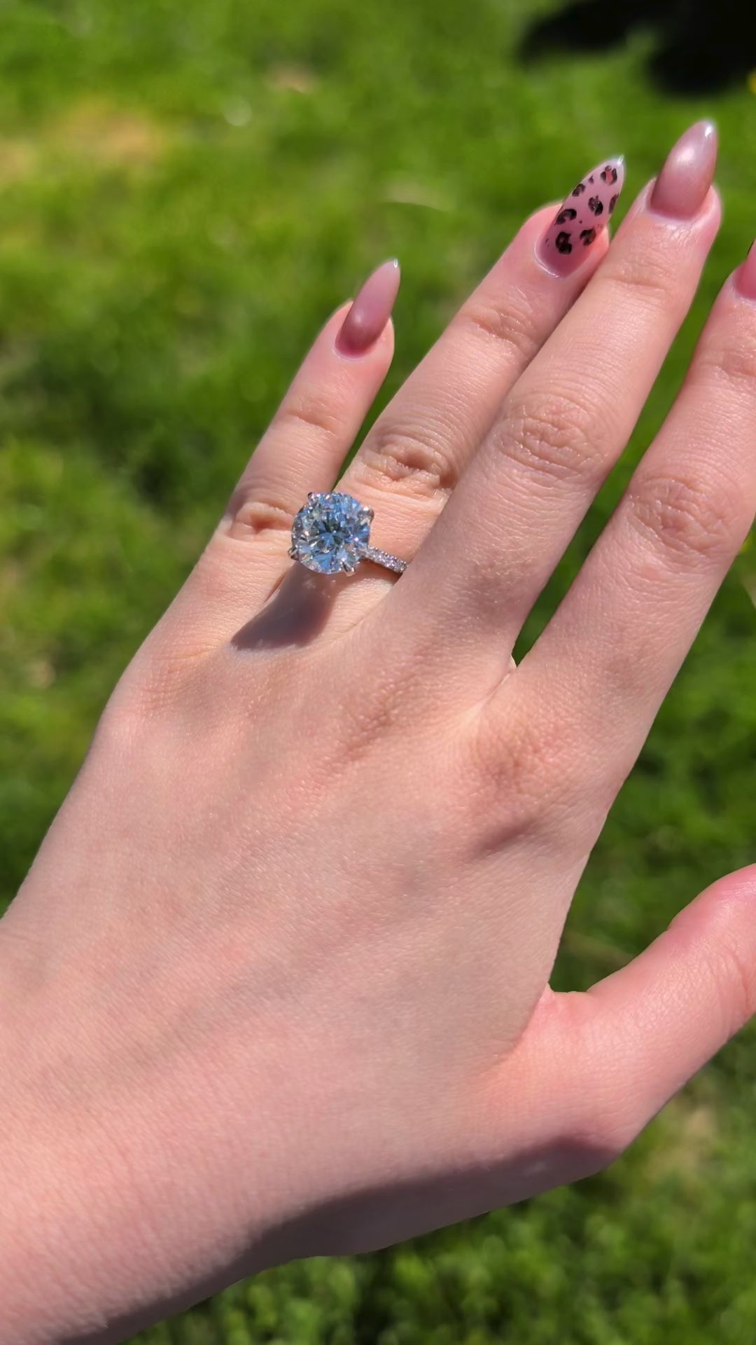 4.83 ct Round Lab-Grown Diamond Engagement Ring, Platinum - The West Village Pavé