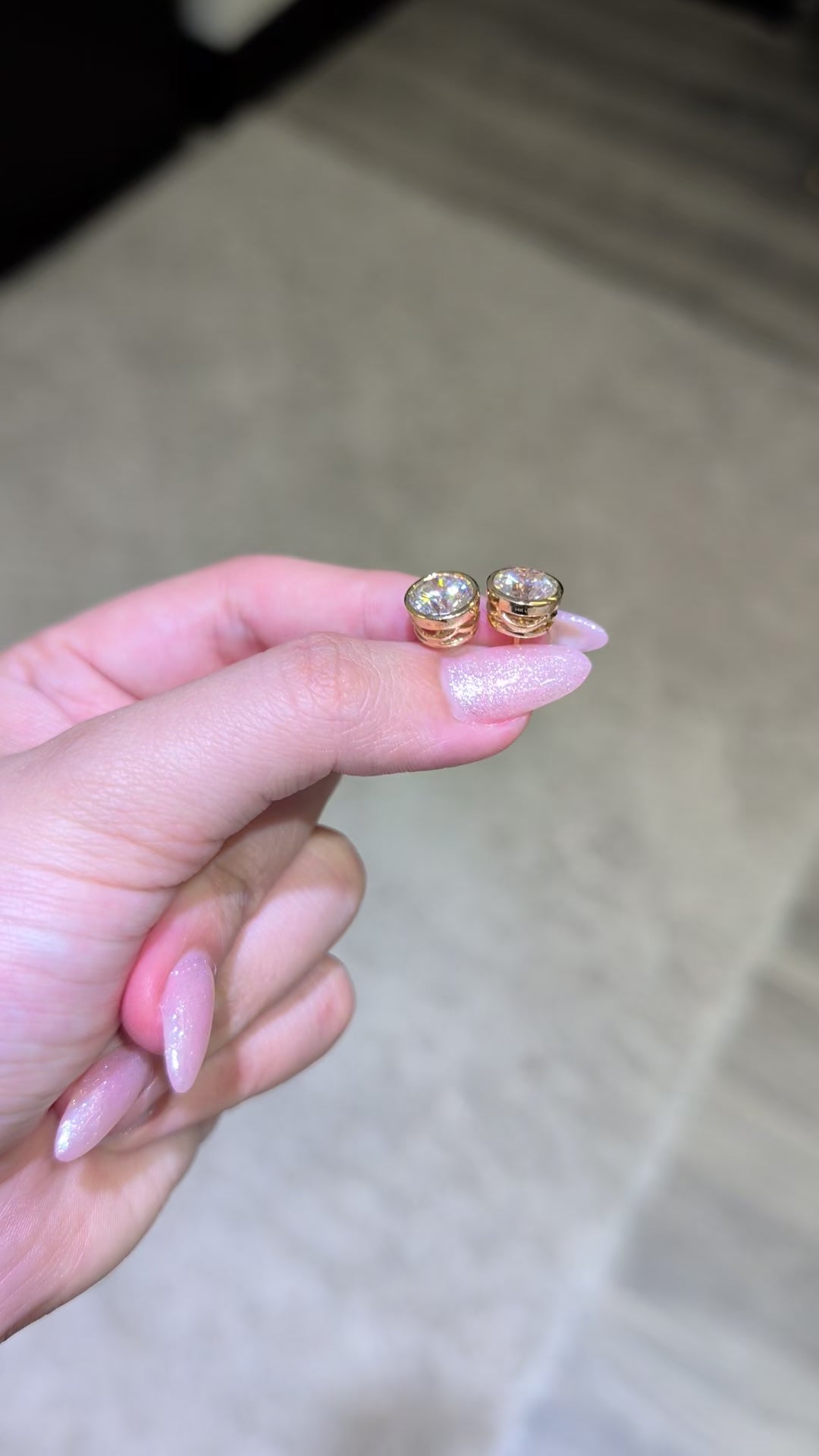 4 ct tw Round Lab-Grown Diamond Stud Earrings, 14K Yellow Gold - Solane Bezel, Guardian-back