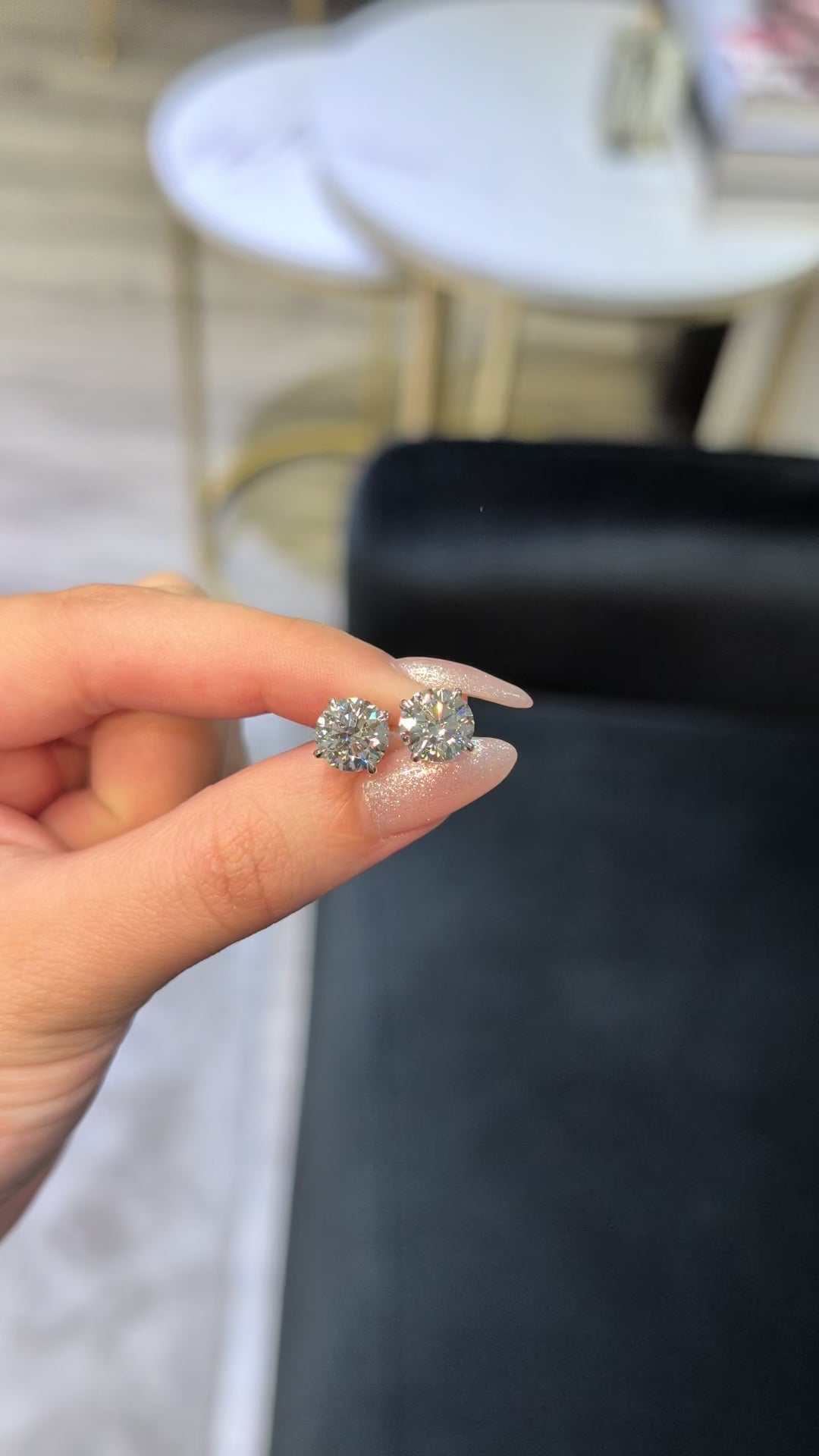 4.00 ct tw Round Lab-Grown Diamond Stud Earrings, Platinum - Geneva 4-Prong Basket, Screw-back
