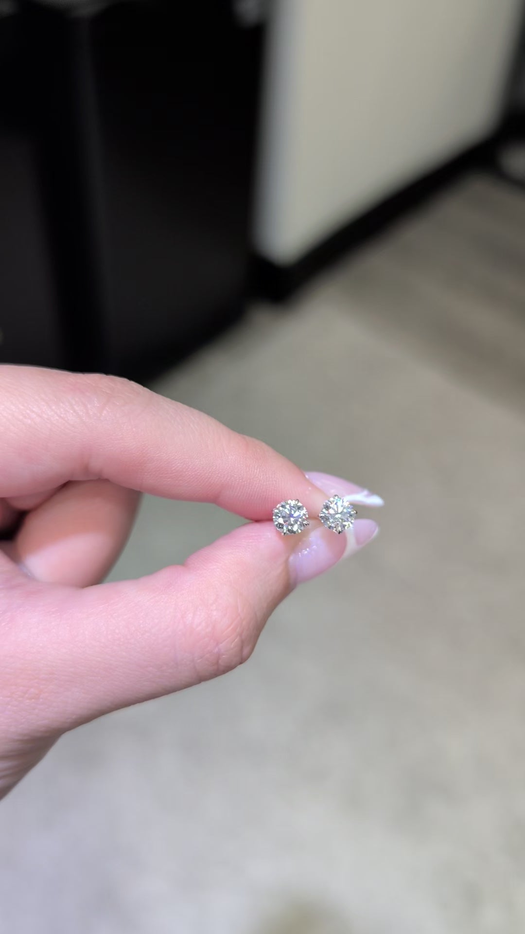 1.02 ct tw Round Lab-Grown Diamond Stud Earrings, 14K White Gold - Geneva 4-Prong Basket, Push-back