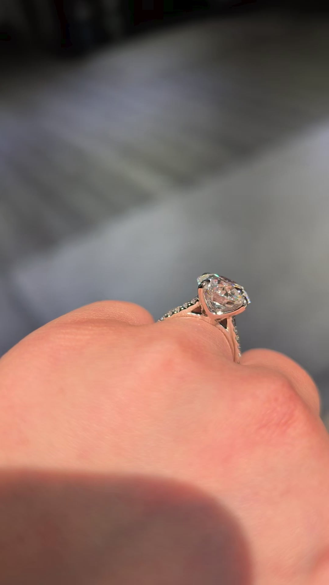 4.83 ct Round Lab-Grown Diamond Engagement Ring, Platinum - The West Village Pavé