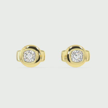 Classic Manhattan Cushion Diamond Bezel Studs