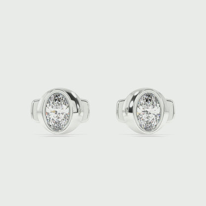 Classic Manhattan Oval Diamond Bezel Studs