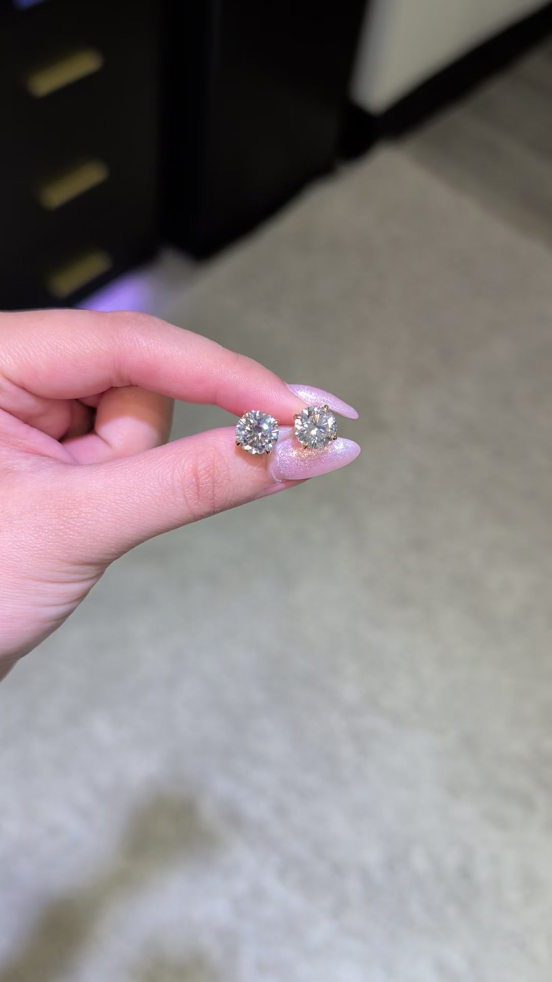 5.03 ct tw Round Lab-Grown Diamond Stud Earrings, 18K Yellow Gold - Geneva 4-Prong Basket, Screw-back