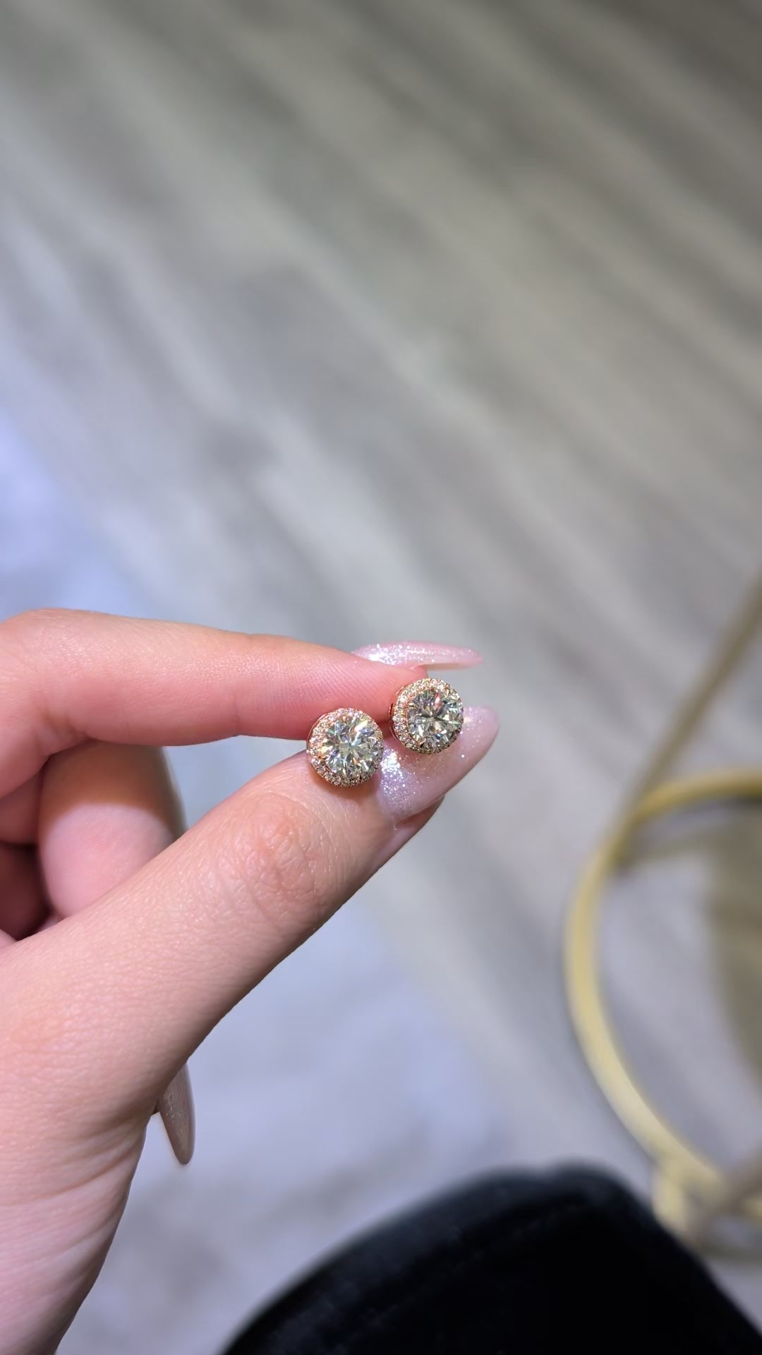 2.09 ct tw Round Lab-Grown Diamond Stud Earrings, 14K Rose Gold - Marseille Halo, Screw-back