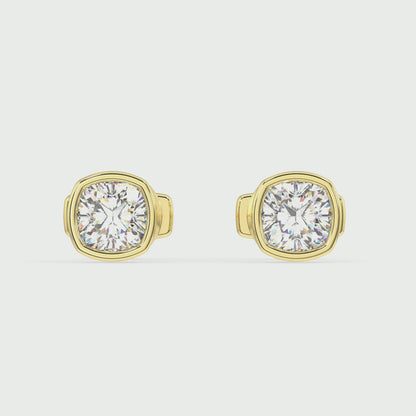 Classic Manhattan Cushion Diamond Bezel Studs