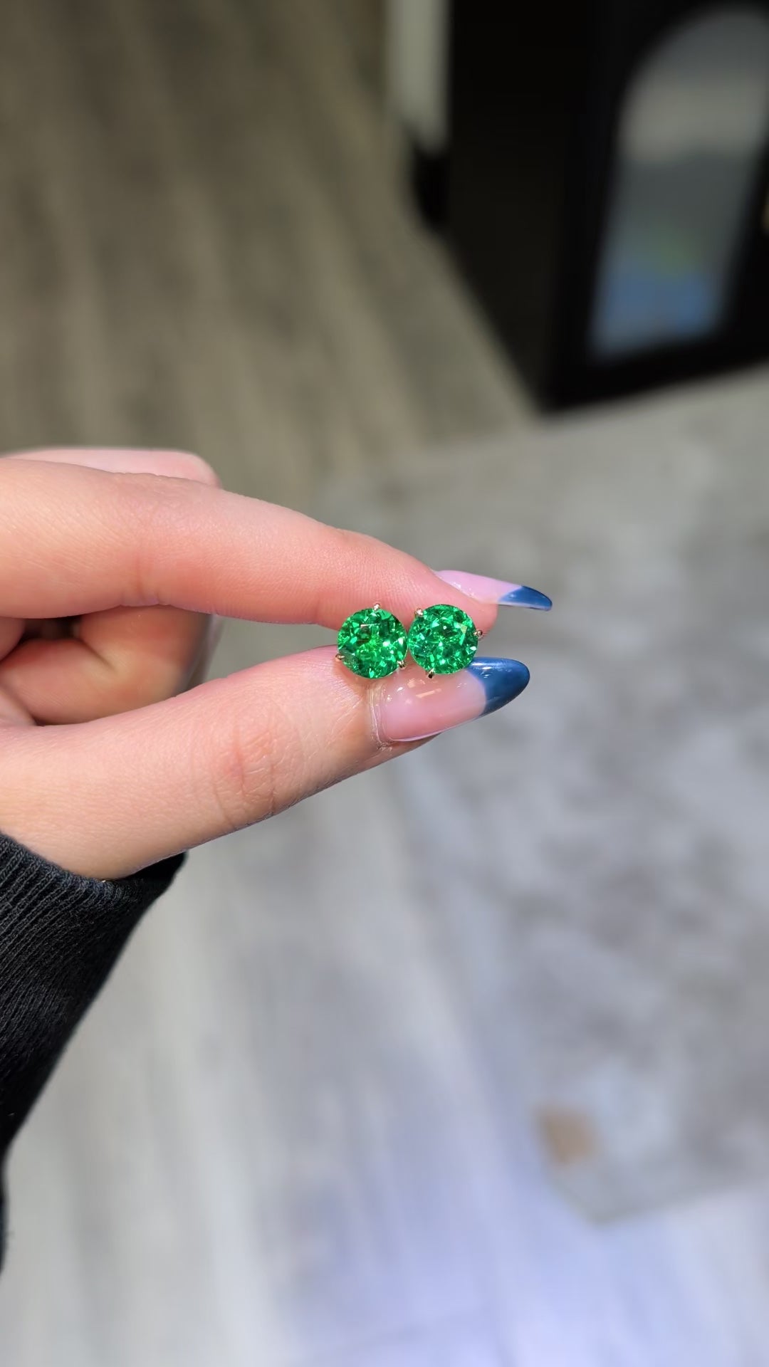 Florence Classic Emerald Gemstone Round Cut Studs