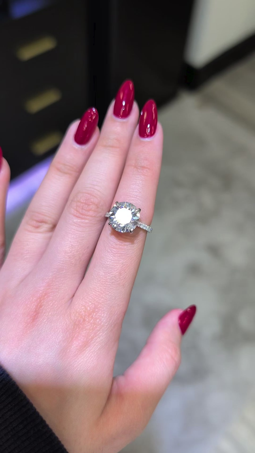 4.83 ct Round Lab-Grown Diamond Engagement Ring, Platinum - The West Village Pavé