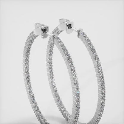 Single Row Inside Out Diamond Hoop Earring