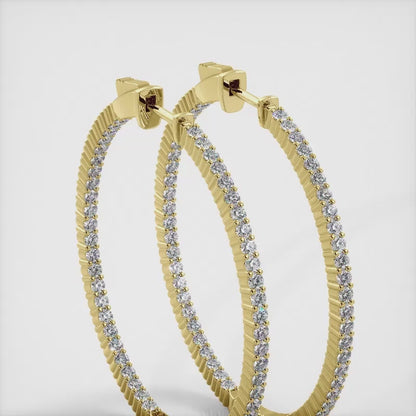 Single Row Inside Out Diamond Hoop Earring