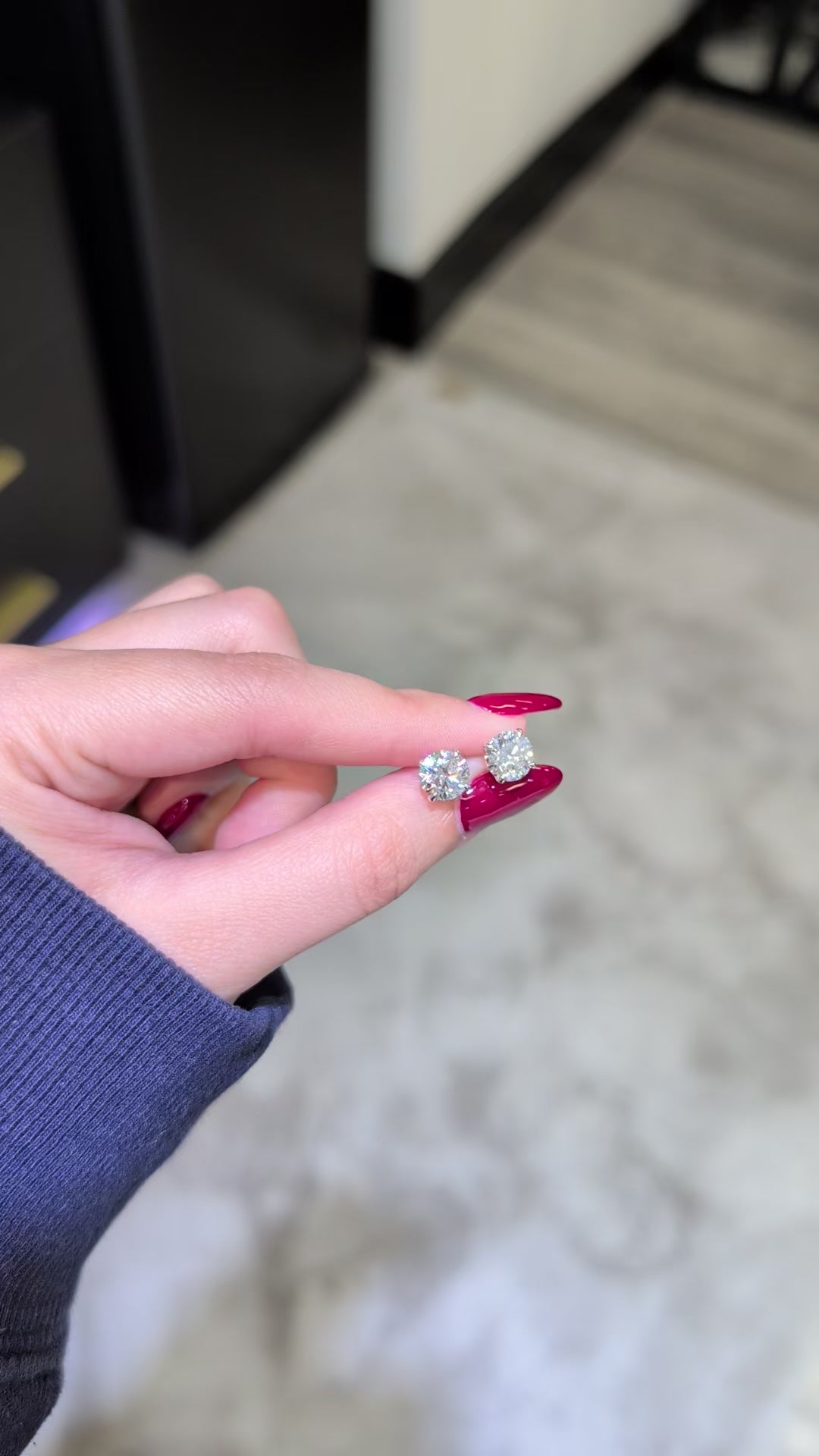 3.09 ct tw Round Lab-Grown Diamond Stud Earrings, 14K White Gold - Geneva 4-Prong Basket, Guardian-back