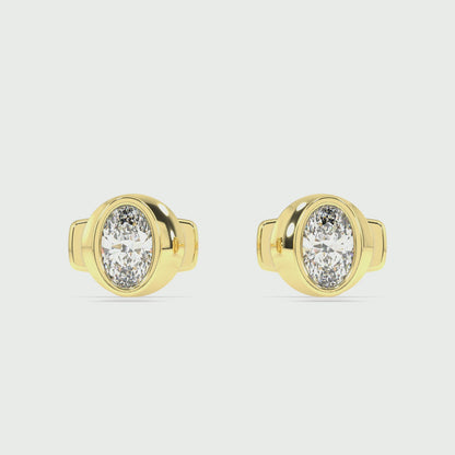 Classic Manhattan Oval Diamond Bezel Studs