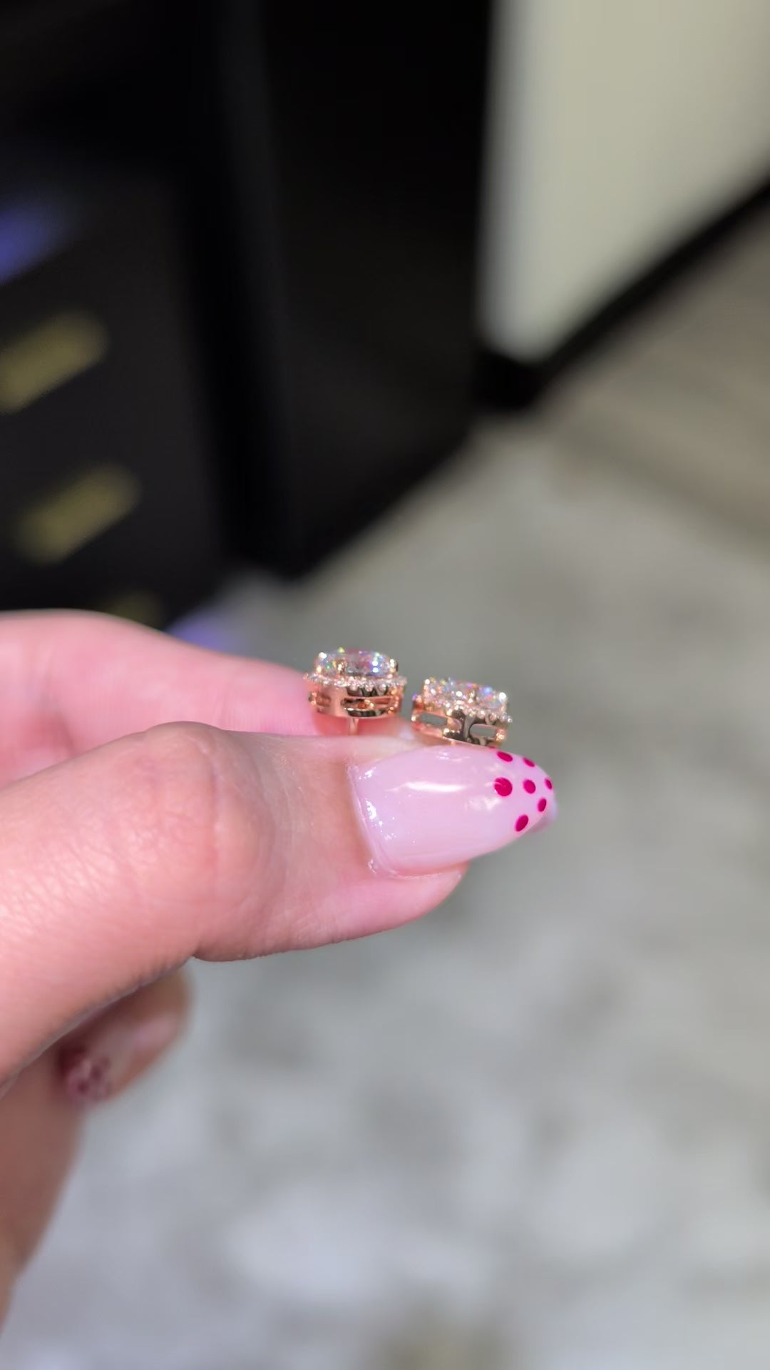 2.09 ct tw Round Lab-Grown Diamond Stud Earrings, 14K Rose Gold - Marseille Halo, Screw-back