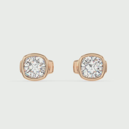 Classic Manhattan Cushion Diamond Bezel Studs