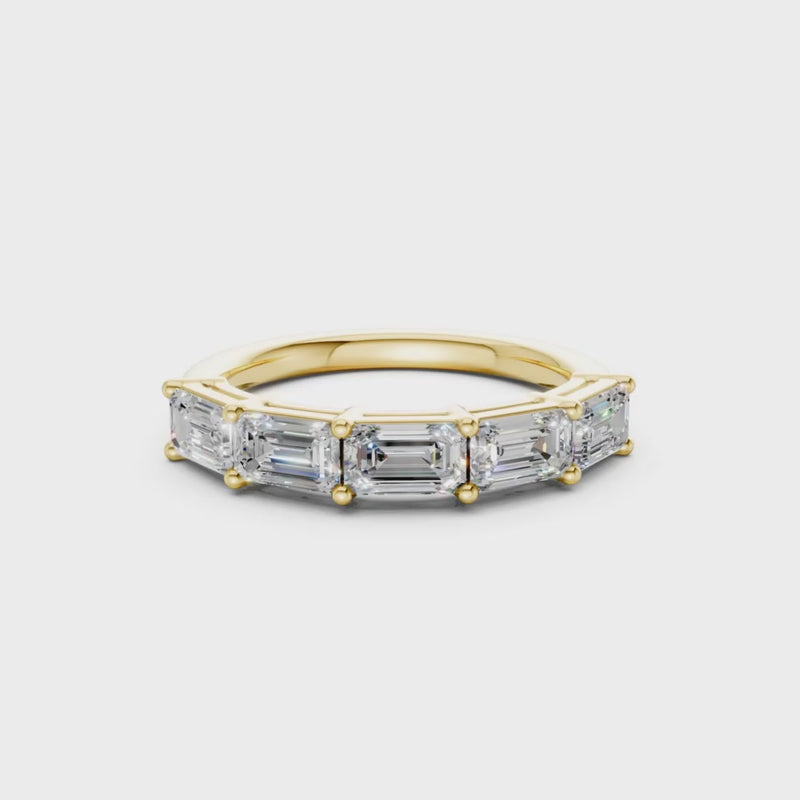 emerald cut five-stone lab diamond band in yellow gold
