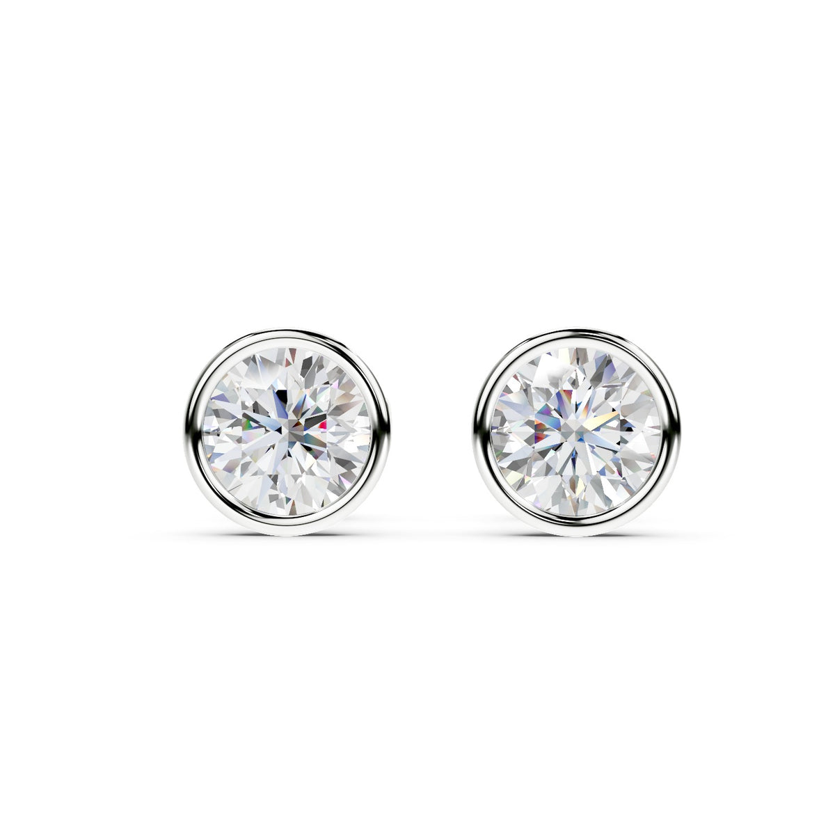 Bezel Set Martini Round Lab Diamond Studs