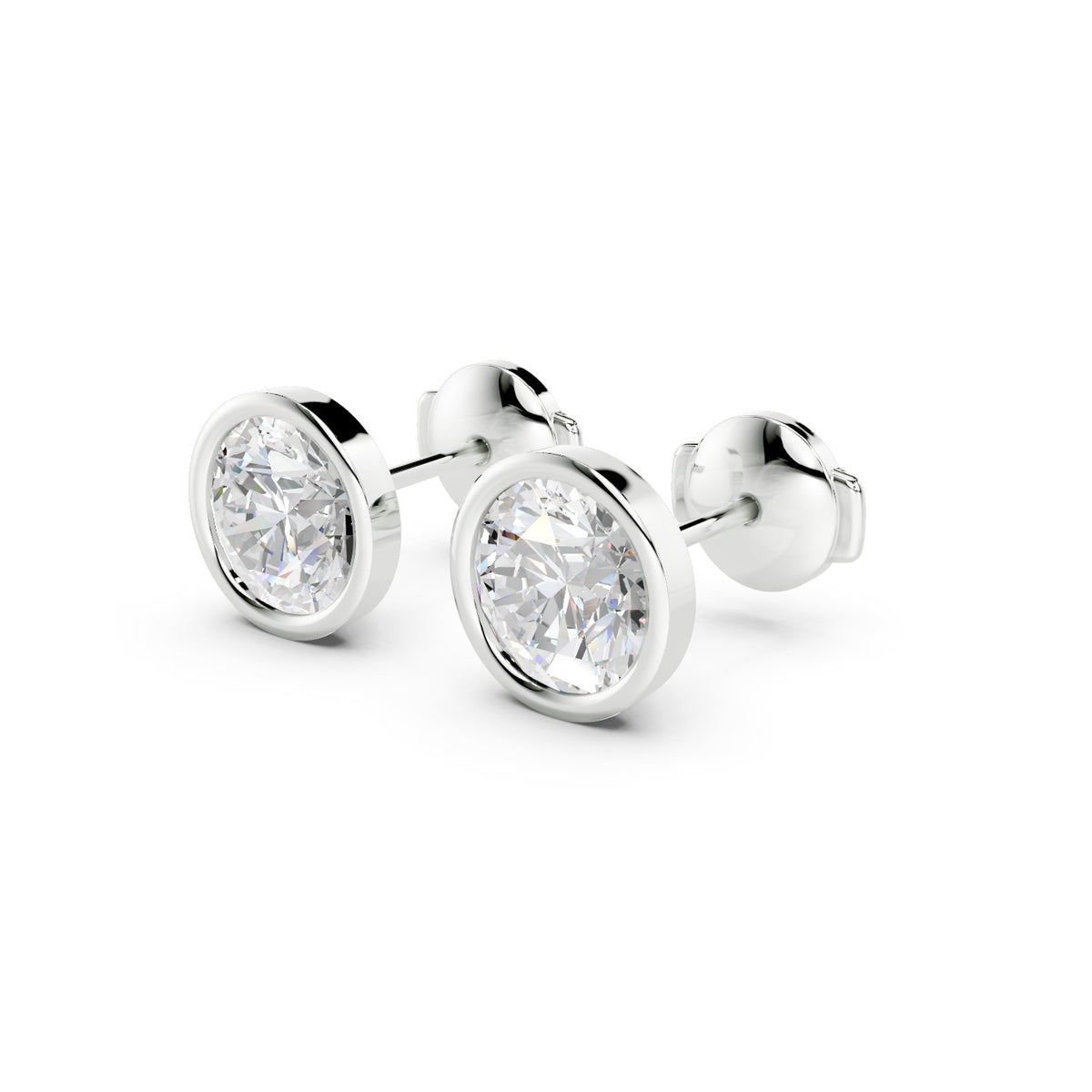 Bezel Set Martini Round Lab Diamond Studs