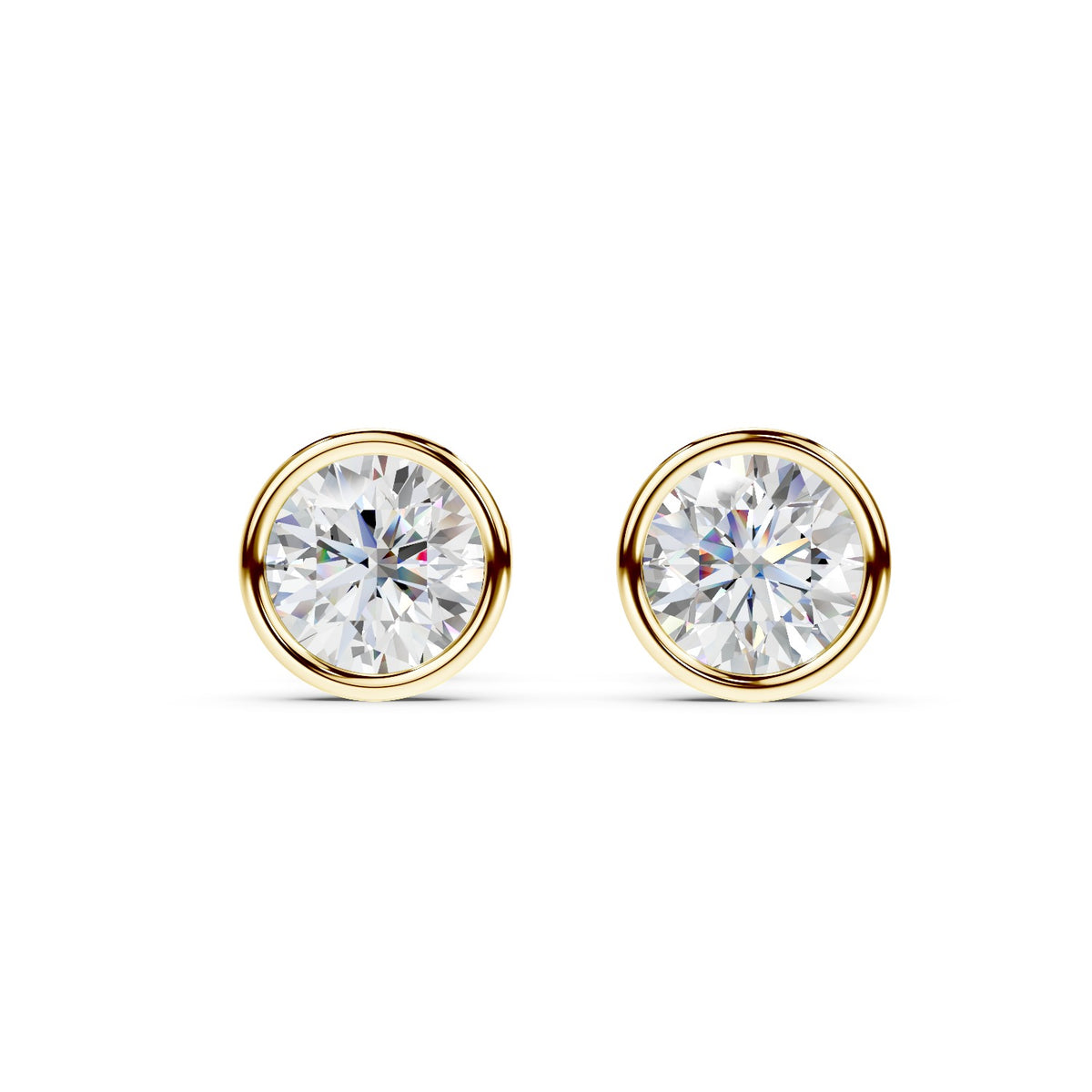 Bezel Set Martini Round Lab Diamond Studs