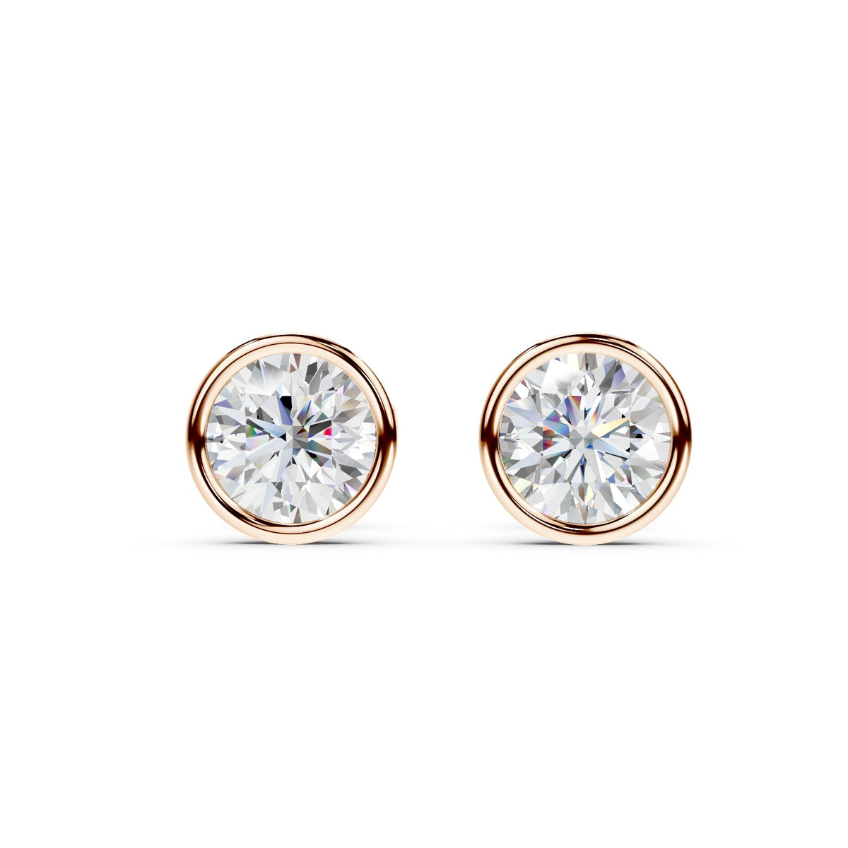 Bezel Set Martini Round Lab Diamond Studs