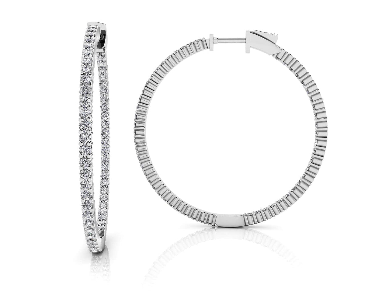 Single Row Inside Out Diamond Hoop Earring