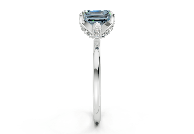 Skye Blue Diamond Solitaire Asscher Cut 1.8mm Engagement Ring - Ring Premier