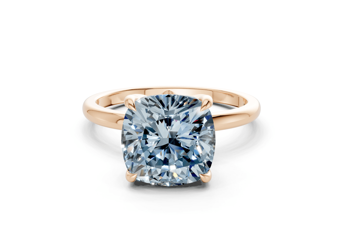 Skye Blue Diamond Solitaire Cushion Squareuare Cut 1.8mm Engagement Ring