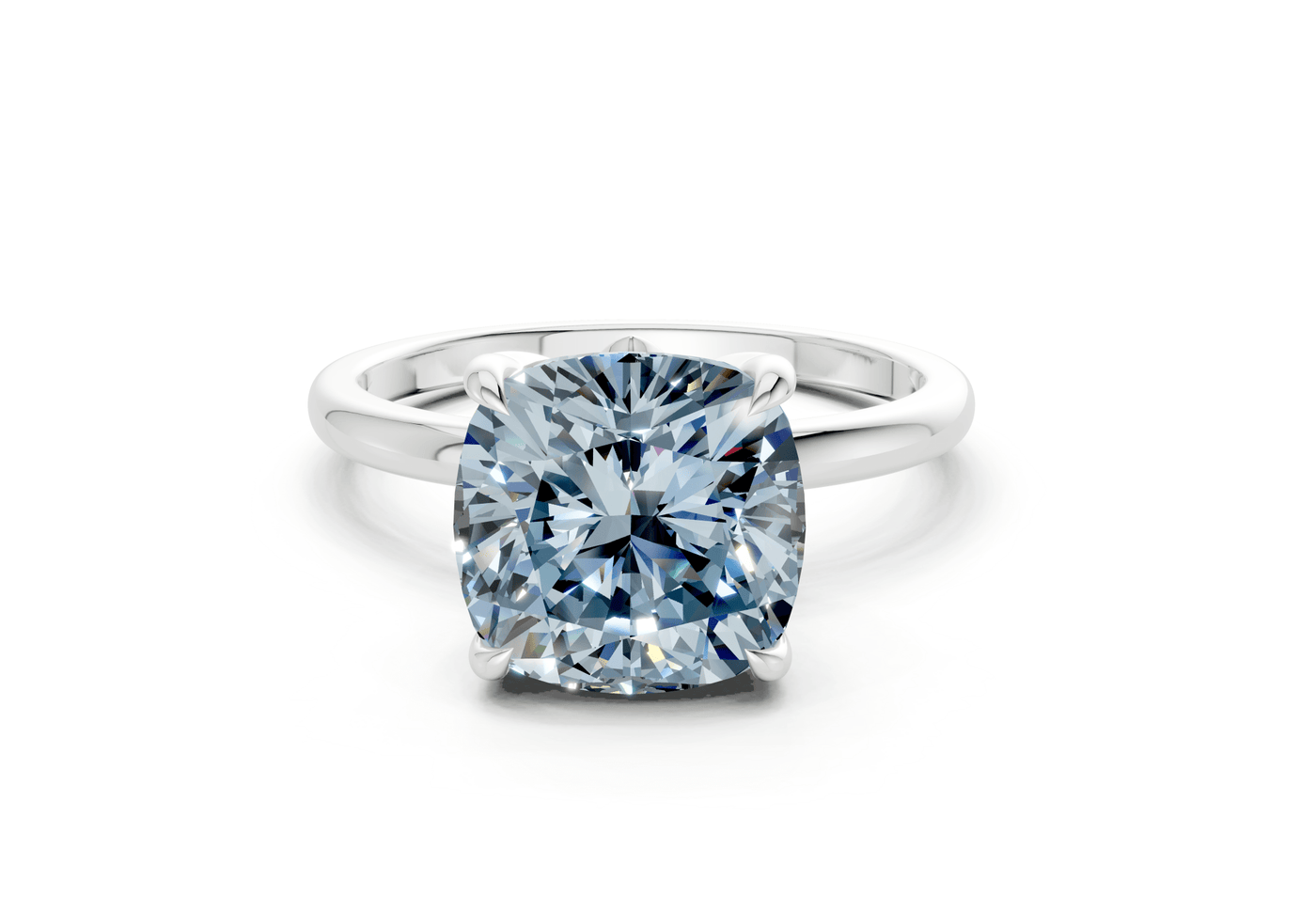 Skye Blue Diamond Solitaire Cushion Squareuare Cut 1.8mm Engagement Ring