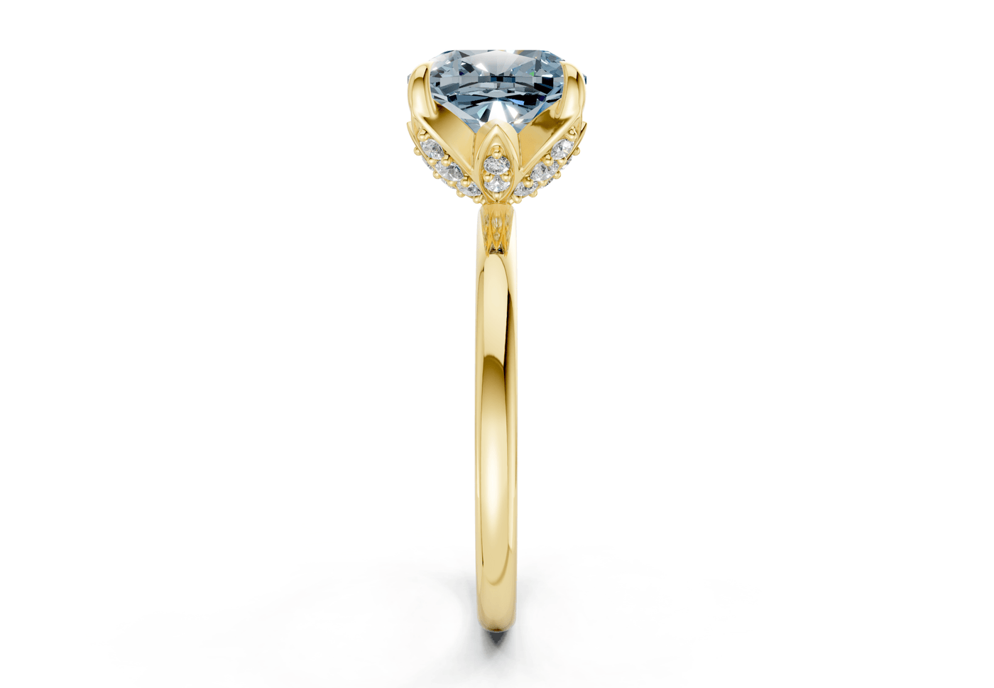 Skye Blue Diamond Solitaire Cushion Squareuare Cut 1.8mm Engagement Ring