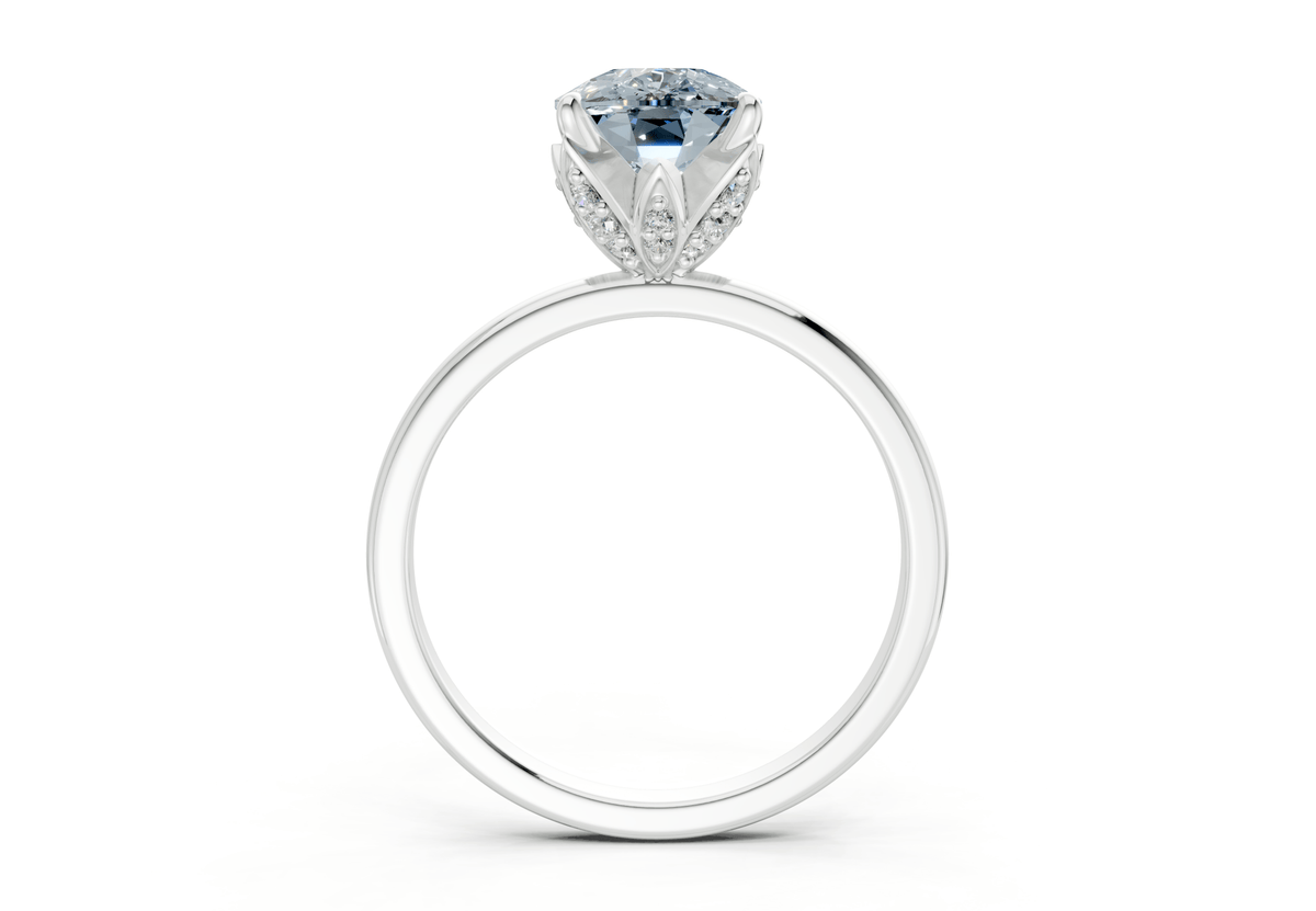 Skye Blue Diamond Solitaire Elongated Cushion Cut 1.8mm Engagement Ring