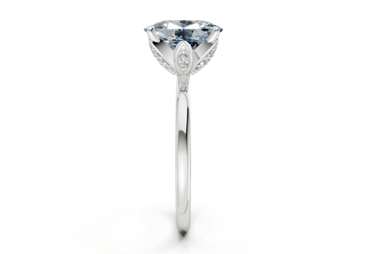 Skye Blue Diamond Solitaire Elongated Cushion Cut 1.8mm Engagement Ring