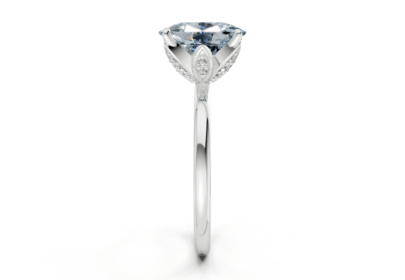 Skye Blue Diamond Solitaire Elongated Cushion Cut 1.8mm Engagement Ring - Ring Premier