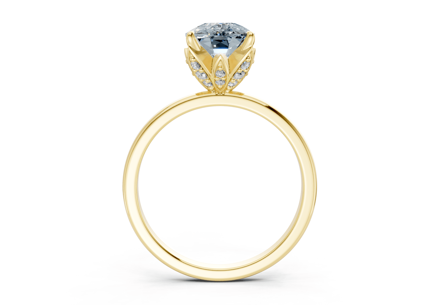 Skye Blue Diamond Solitaire Elongated Cushion Cut 1.8mm Engagement Ring - Ring Premier