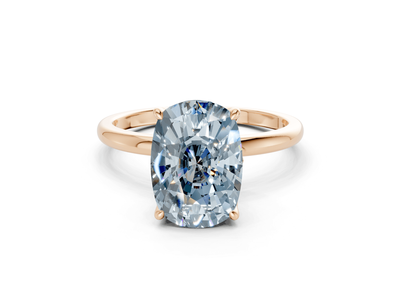 Skye Blue Diamond Solitaire Elongated Cushion Cut 1.8mm Engagement Ring