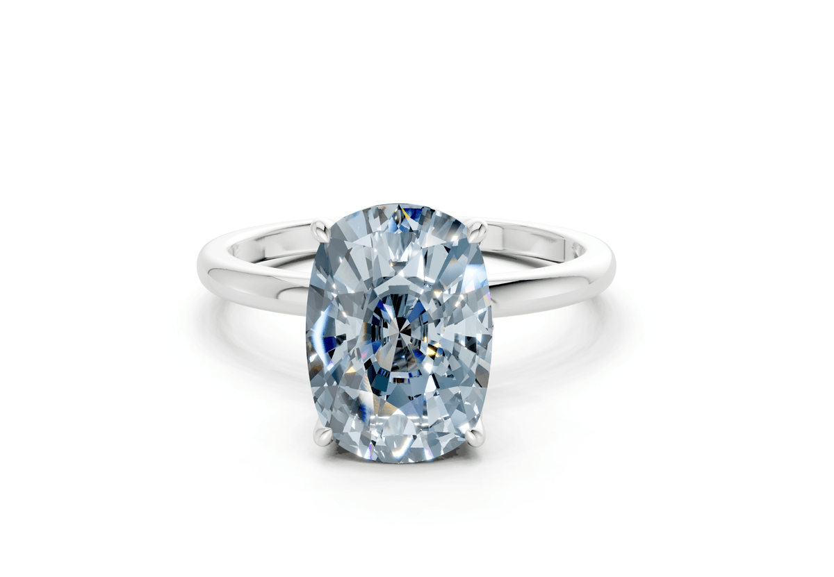 Skye Blue Diamond Solitaire Elongated Cushion Cut 1.8mm Engagement Ring