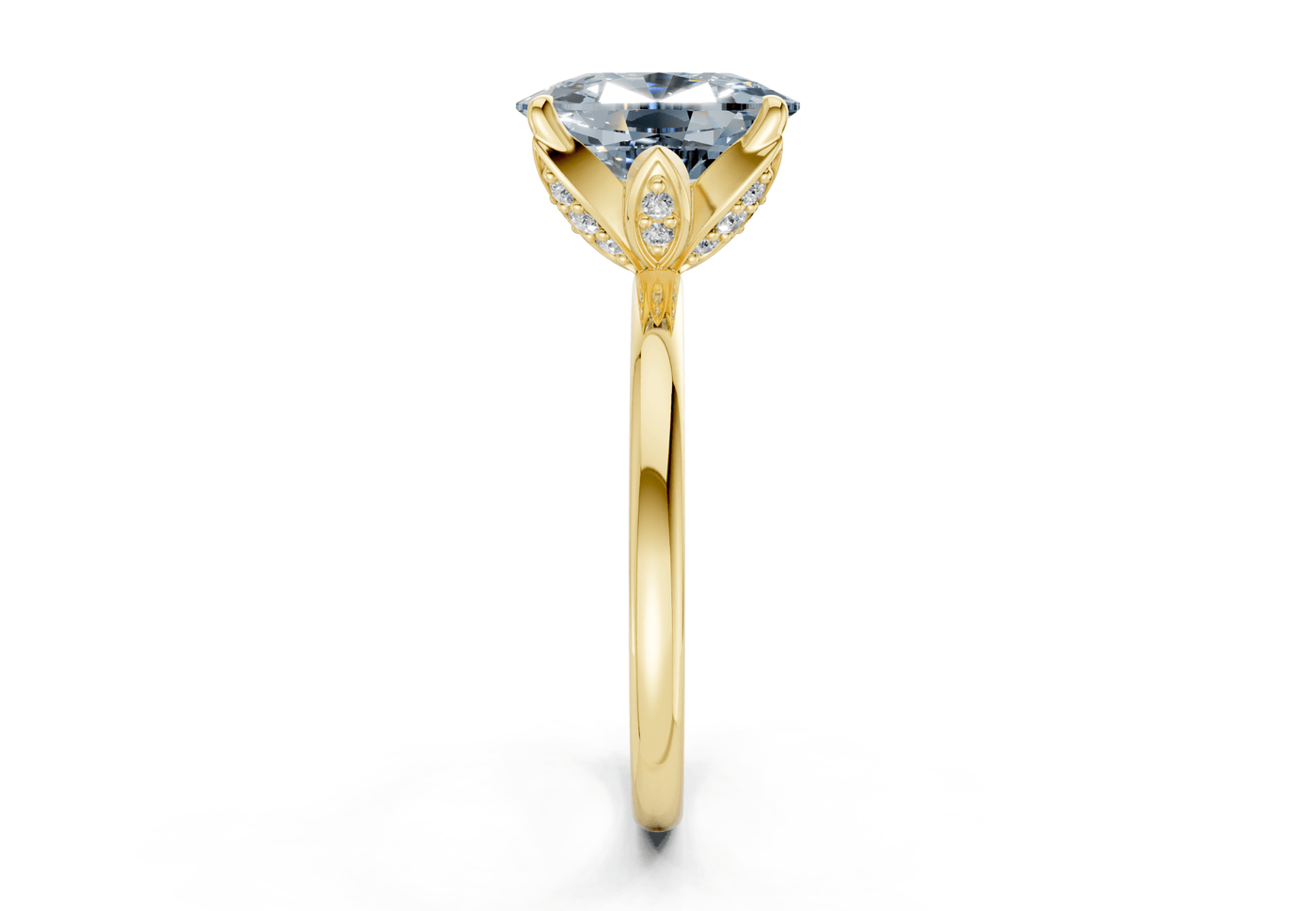 Skye Blue Diamond Solitaire Elongated Cushion Cut 1.8mm Engagement Ring