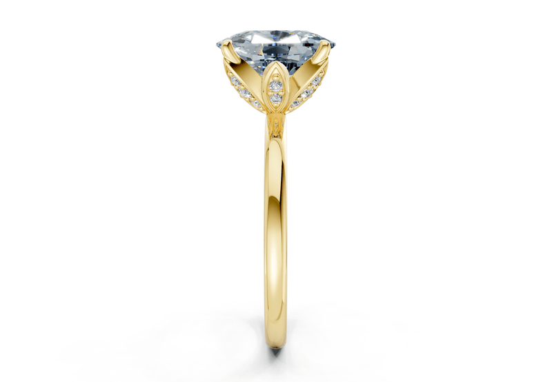 Skye Blue Diamond Solitaire Elongated Cushion Cut 1.8mm Engagement Ring - Ring Premier
