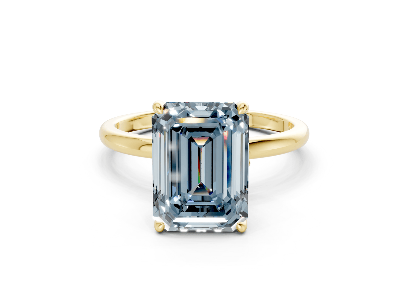 Skye Blue Diamond Solitaire Emerald Cut 1.8mm Engagement Ring