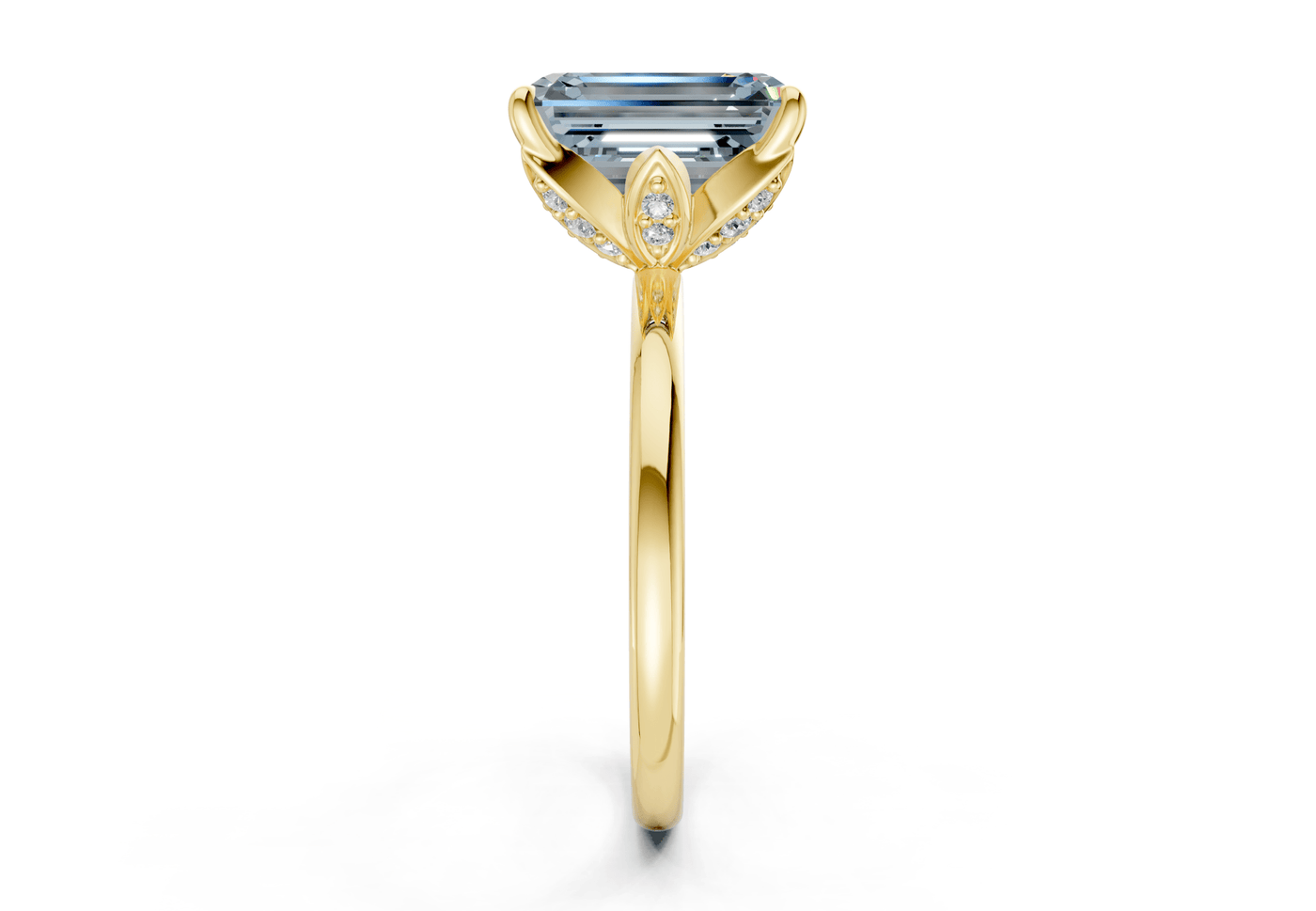 Skye Blue Diamond Solitaire Emerald Cut 1.8mm Engagement Ring