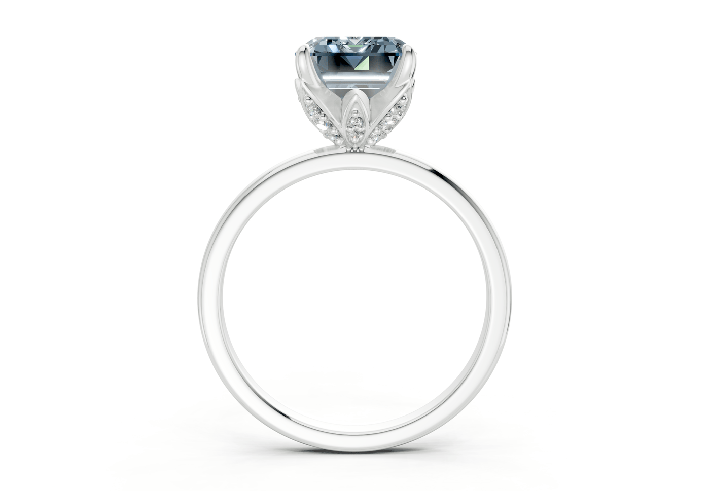 Skye Blue Diamond Solitaire Emerald Cut 1.8mm Engagement Ring
