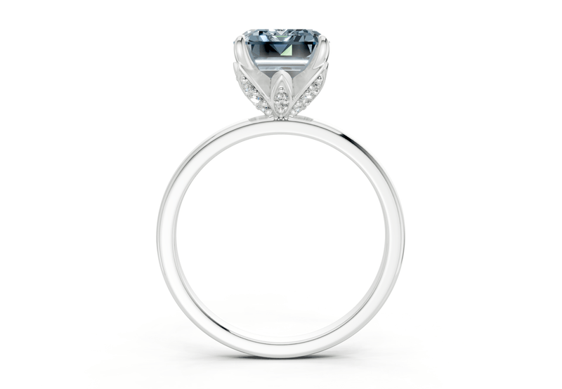 Skye Blue Diamond Solitaire Emerald Cut 1.8mm Engagement Ring - Ring Premier