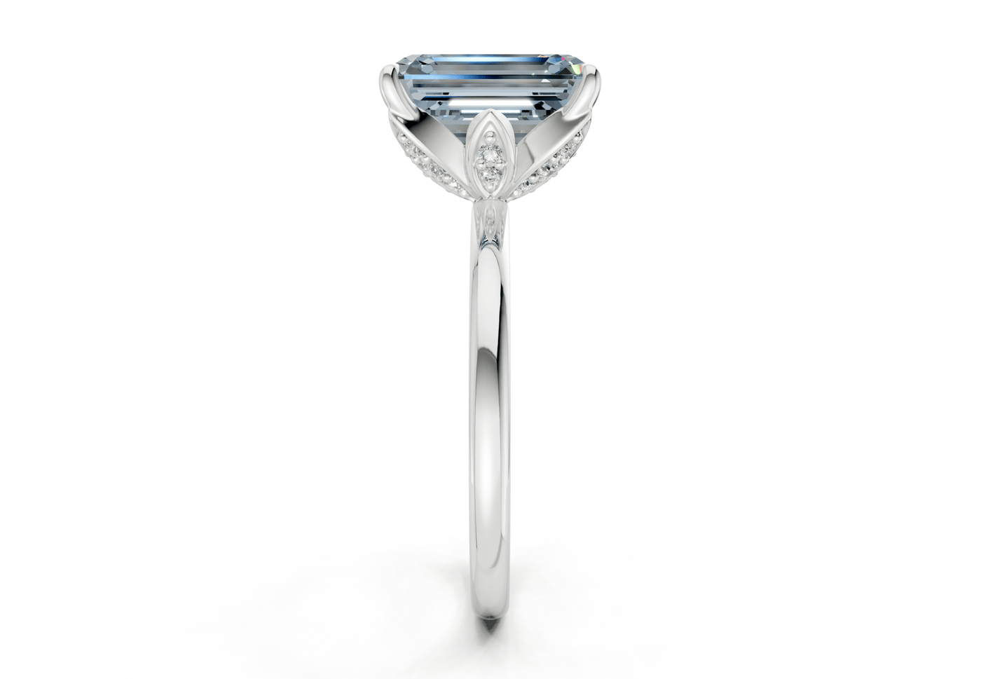 Skye Blue Diamond Solitaire Emerald Cut 1.8mm Engagement Ring