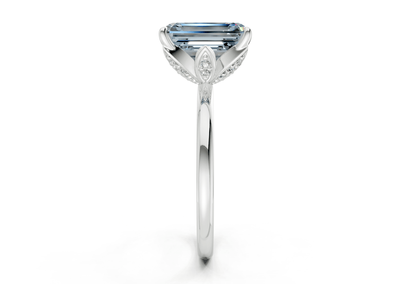 Skye Blue Diamond Solitaire Emerald Cut 1.8mm Engagement Ring - Ring Premier