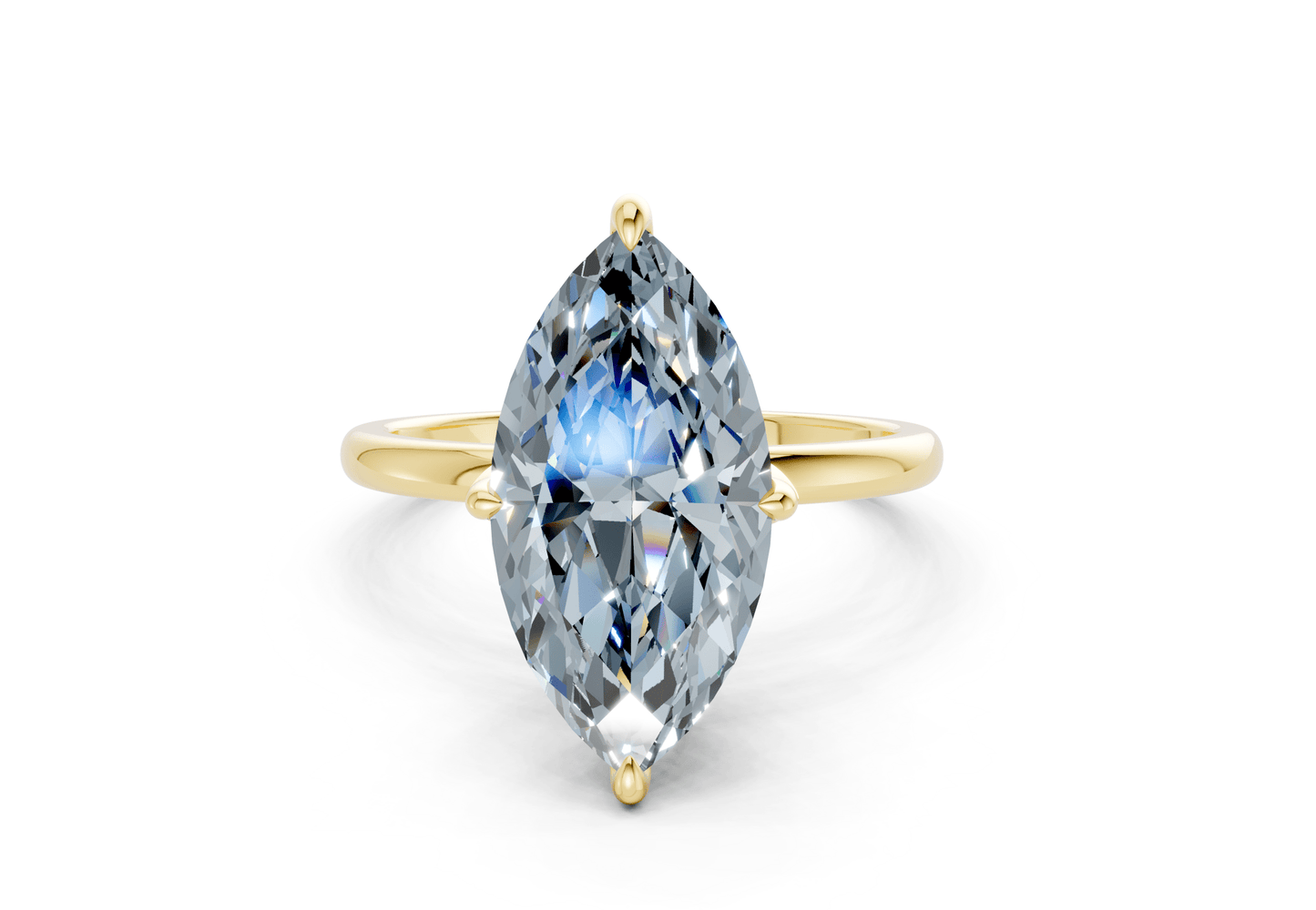 Skye Blue Diamond Solitaire Marquise Cut 1.8mm Engagement Ring - Ring Premier