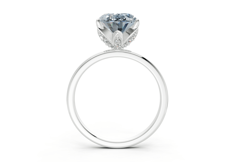 Skye Blue Diamond Solitaire Oval Cut 1.8mm Engagement Ring - Ring Premier