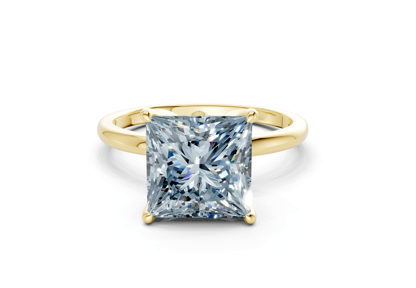 Skye Blue Diamond Solitaire Princess Cut 1.8mm Engagement Ring - Ring Premier