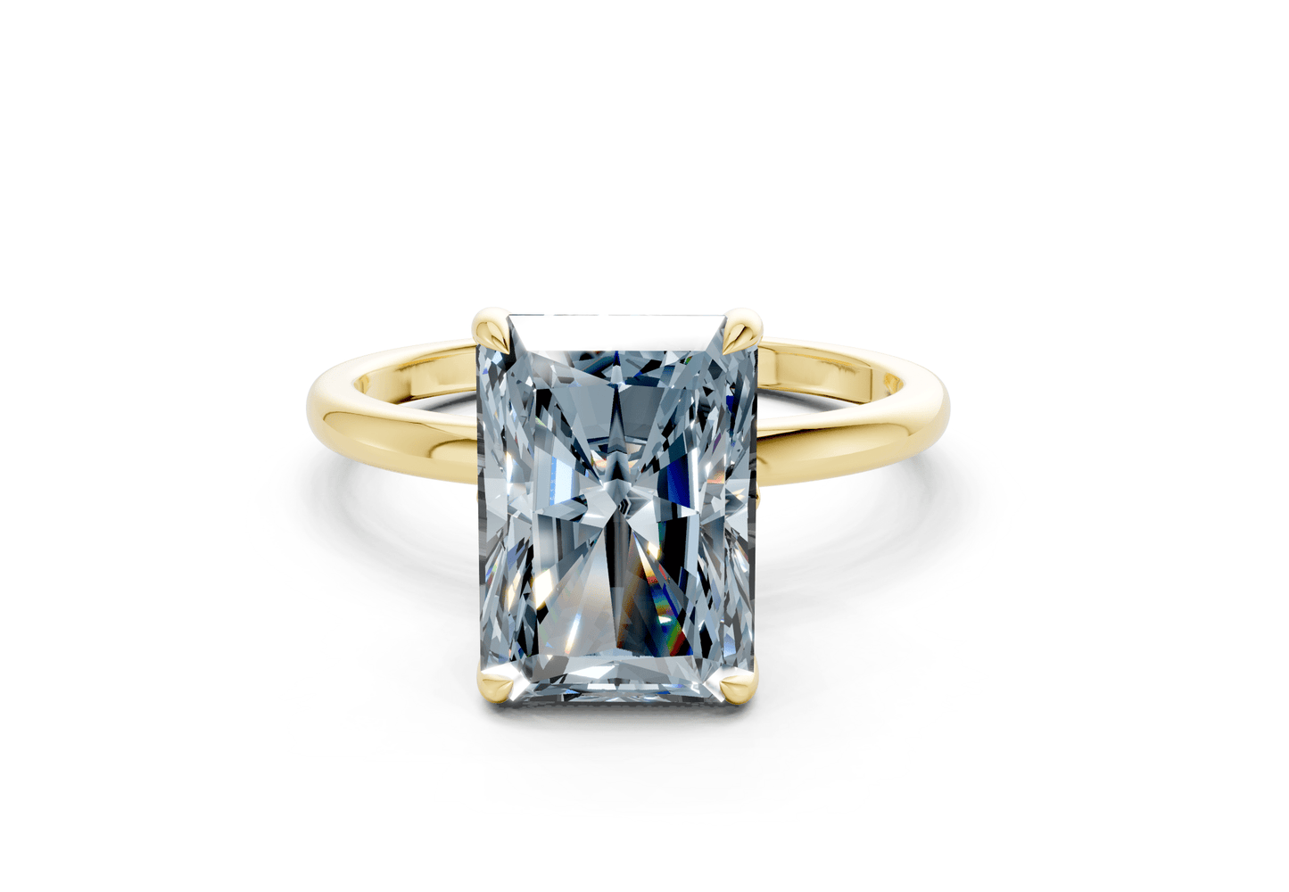 Skye Blue Diamond Solitaire Radiant Cut 1.8mm Engagement Ring - Ring Premier